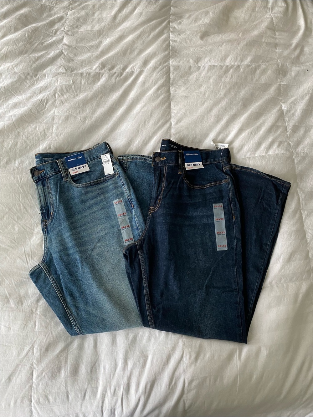 Old Navy Men’s Athletic Taper Jeans Duo - Light Blue & Dark Blue 36x32